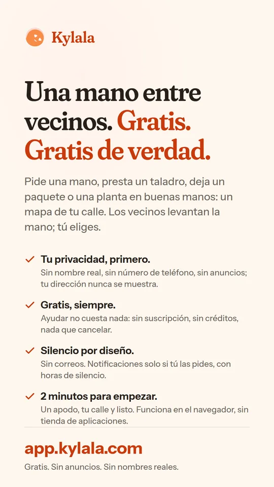La tarjeta story: el titular, las cuatro promesas y la dirección app.kylala.com.